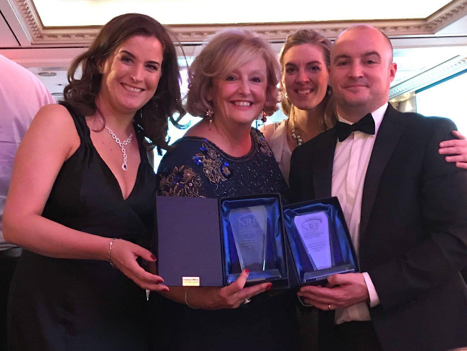 Eileen Moloney, Head of Marketing, Barbara McGrath, MD, Estelle David, Board Director, Mark Byrne, Commercial Director of Brightwater Recruitment at the NRF Awards