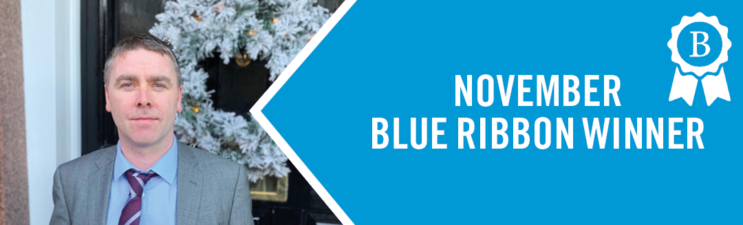 Congratulations Ian Donnelly Senior Consultant within our IT Division in our Dublin office on winning the Blue Ribbon for the month of November!